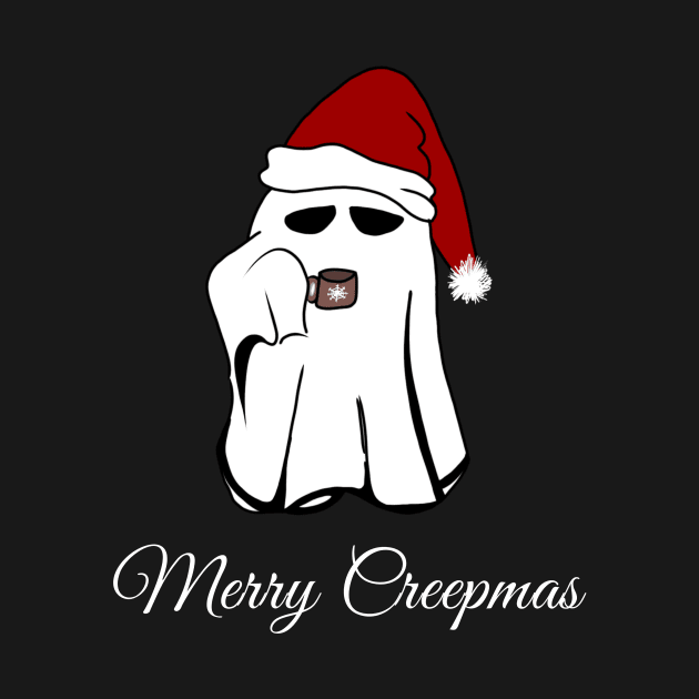 Merry Creepmas ghost with Santa hat by RavenRarities