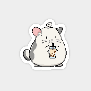 Pixel Mouse Loves Boba Tea! Magnet