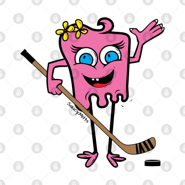 Girls Hockey Monster Pink by SaucyMittsHockey