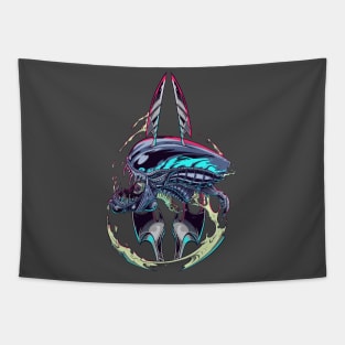 Impaled Alien (with Retro Logo on Reverse) Tapestry