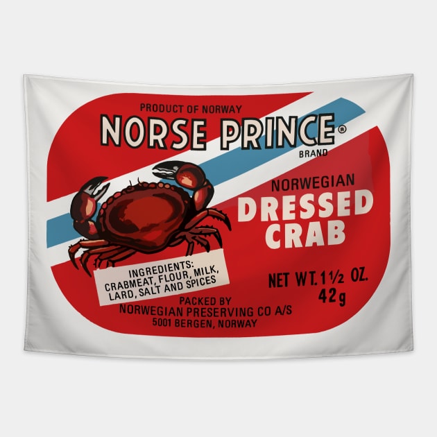 Norwegian Dressed Crab - Retro Packaging Tapestry by CODA Shop