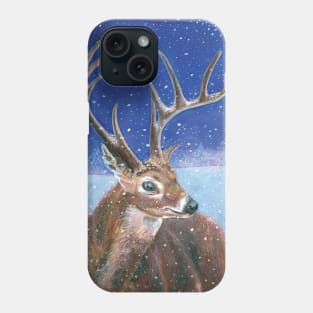 The red deer (Cervus elaphus) in winter Phone Case