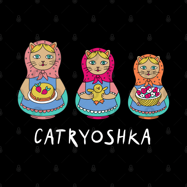 Catryoshka Matreshka Cats For Kids Babushka Style by okpinsArtDesign