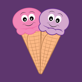 Strawberry & Black Raspberry Ice Cream Heart T-Shirt