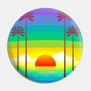 Colorful Sunset Ilustration - Beach Pin