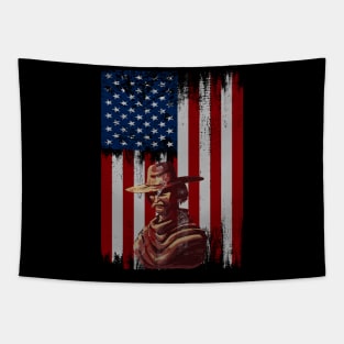 cowboy american flag vintage usa  cowboy Rodeo Roping Horse Riding Tapestry