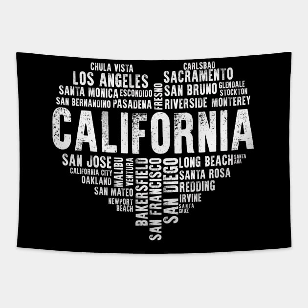 Vintage California Heart Love LA San Francisco San Diego Tapestry by BoogieCreates