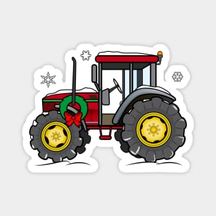 Tractor at the Holidays Magnet