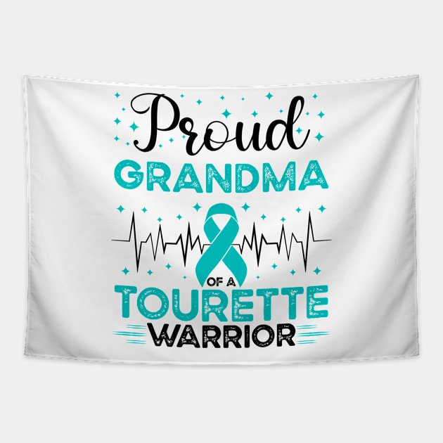 Proud Grandma Of A Tourette Warrior Tourette Syndrome Awareness Tapestry by Geek-Down-Apparel