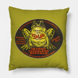 Defunct D&C Lake Lines Travel Souvenir Luggage Label Pillow