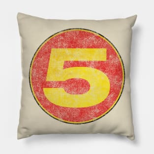 Retro Race Number 5 Pillow