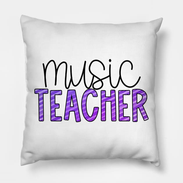 Music Teacher Purple Stripes Pillow by broadwaygurl18