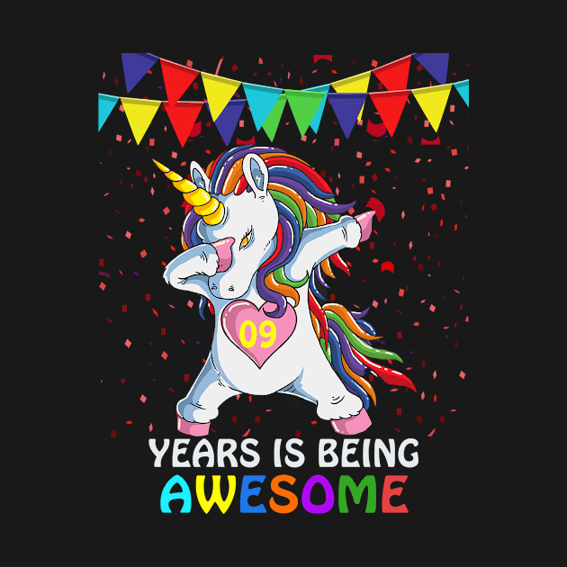 9th Birthday Dabbing Unicorn Party Gift 9 Years Old Girls by janetradioactive