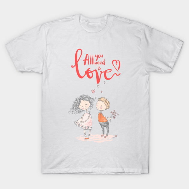 All You Need Is Love Romantic Hand Drawing Lovers Boy And Girl Fall In Love All You Need Is Love T Shirt Teepublic,Transparent Kitchen Utensil Silhouette