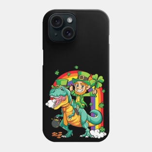 Leprechaun Riding T-Rex Dinosaur St Patricks Day Phone Case