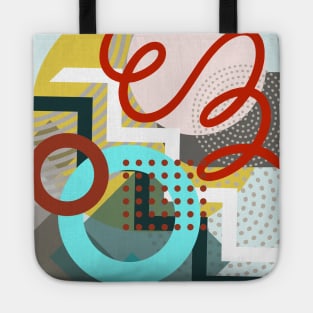 Modern Geometric Pattern Bright Aqua Red POP Retro Style Tote