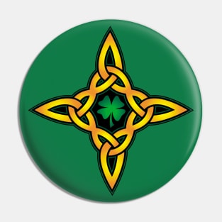 Celtic Diamond Cross Clover Pin