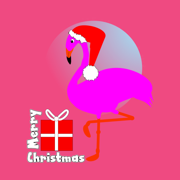 Merry Christmas Pink Flamingo Cute Trendy Festive Graphic by Flissitations