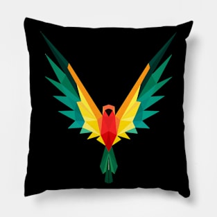 Magnificent Parrot Poly - Colorful Parrot Polygon Design Pillow