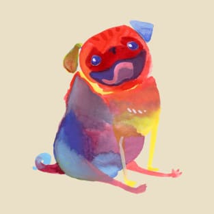 Rainbow Watercolor Pug T-Shirt