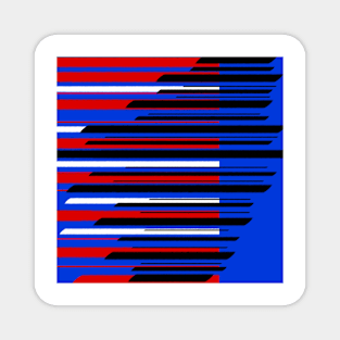 Lines white, red, black on blue Magnet