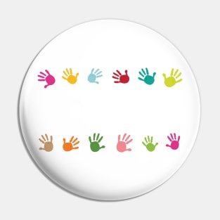 Colorful baby hand prints Pin