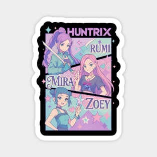 Huntrix Girls Kpop Demon Hunter Rumi Mira Zoey Retro Magnet