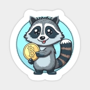 Bitcoin Golden Coin Featuring an Adorable Raccoon - Limited Edition Design! Magnet
