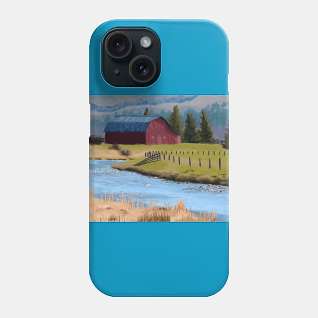 Barn Landscape Painting Phone Case by tooner96