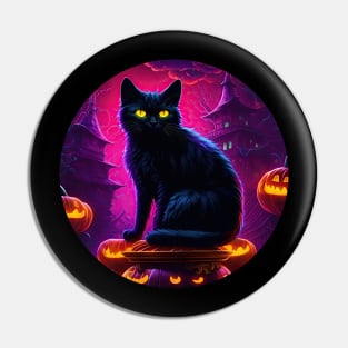 Black cat of halloween Pin