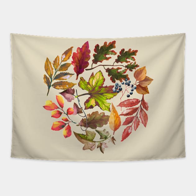 Colorful Autumn Leaves Tapestry by Whimsical Frank