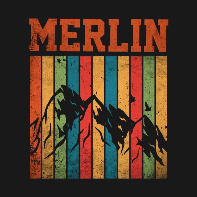Rainbow Graphic Merlin Proud Name Birthday 70s 80s 90s Vintage Styles by Gorilla Animal