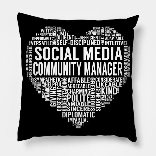 Social Media Community Manager Heart Pillow by LotusTee