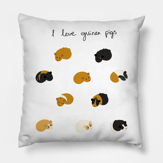 I Love Guinea Pigs Sticker Sheet Pillow by Ratfrens