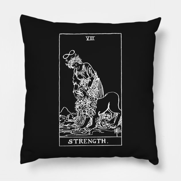 Strength Tarot in white Pillow by winterwinter