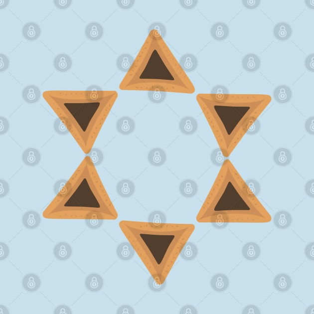 Purim holiday flat design icons of hamantashs in star of david shape by wavemovies