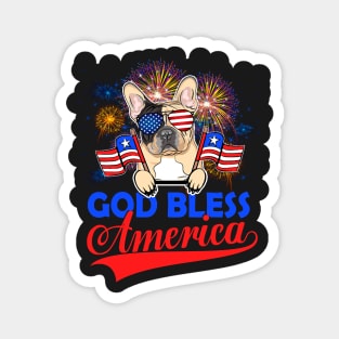 God Bless America 4th Of July Firework Dog Unisex Magnet