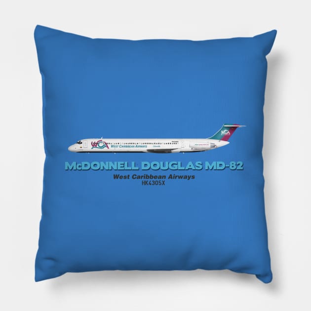 McDonnell Douglas MD-82 - West Caribbean Airways Pillow by TheArtofFlying