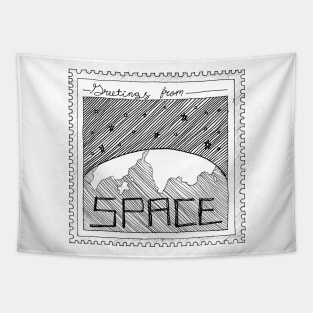 Greetings from SPACE -- planet earth, gifts for teachers, rocket launch Tapestry