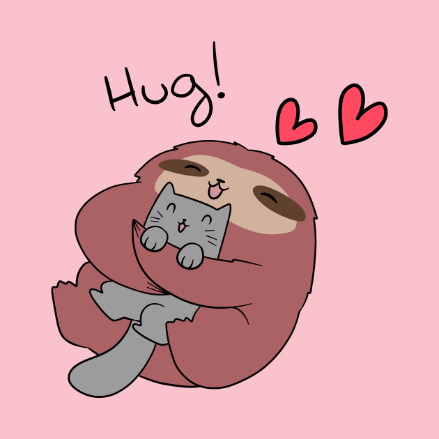 Sloth Hugs Cat by saradaboru