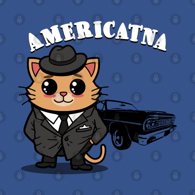 Americatna Cute Vintage Retro Classic Cars Americana Gangster Cat by BoggsNicolas