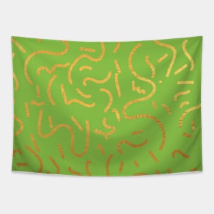 Light Green Gold colored abstract lines pattern Tapestry