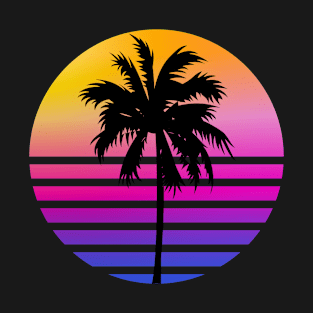 Retro 80s Sunset Palm Tree Aesthetic T-Shirt