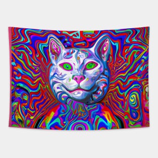 Kosmic Kitty (4) - Trippy Psychedelic Cat Tapestry