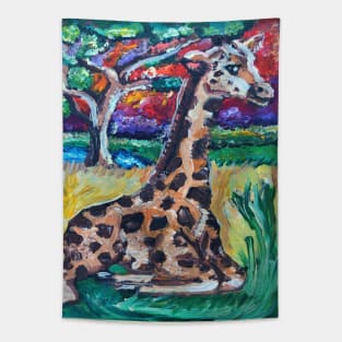 Baby Giraffe of the Savanna Tapestry