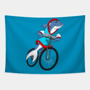 Cute  Shark on a Bicycle Tapestry