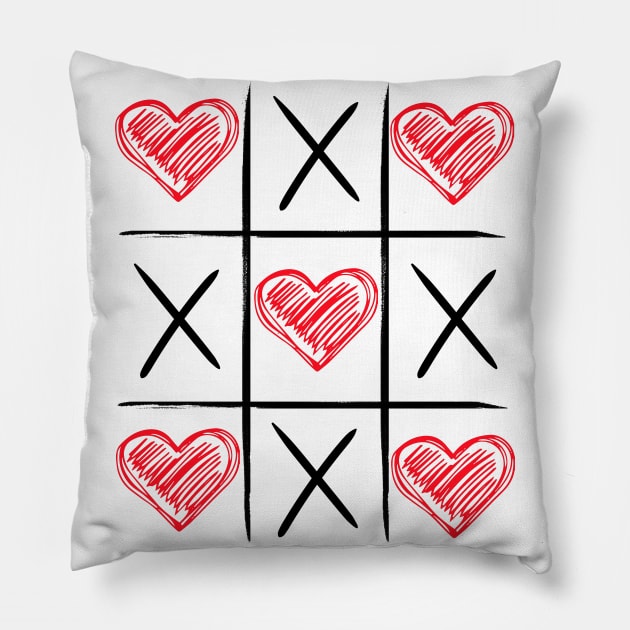 Tic Tac Toe Valentine Day Pillow by JSJ Art