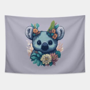 Cute Koala bear face with flowers t-shirt design, apparel, mugs, cases, wall art, stickers, travel mug Tapestry