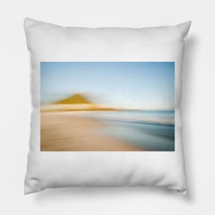 Mount Maunganui ocean beach with base of mount on left in motion blur abstract Pillow