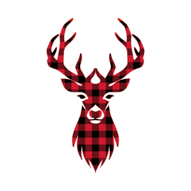 Deer Reindeer Red Plaid Design Perfect for Christmas Gift by PerttyShirty